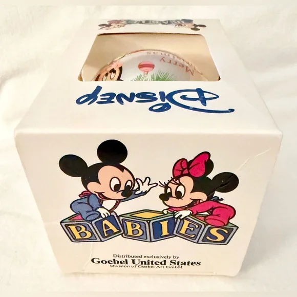 Baby Mickey Minnie Christmas Ornament Vintage 1984 Disney Babies Goebel BOX - Picture 5 of 7